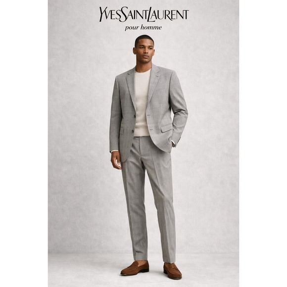 Yves Saint Laurent Other - Yves Saint Laurent Pour Homme Grey Glen Plaid Super 120s Wool Suit Italy 48 7R